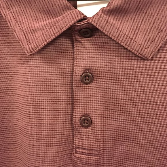 NWT All in Motion Stretch Woven Polo Shirt - Berry Striped - M - Picture 3 of 7